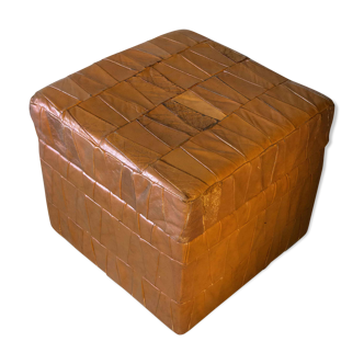 Square leather patchwork de Sede box pouf 1970