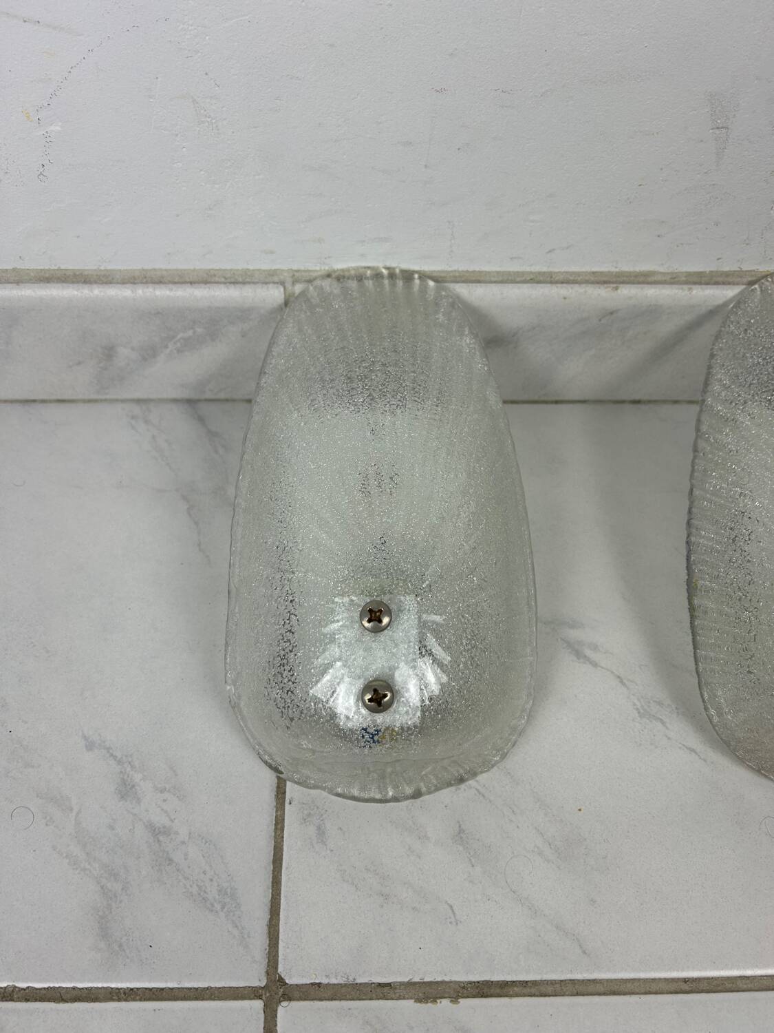 Set of two vintage Italian glass wall lamps
