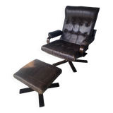 Fauteuil relax relaxant pivotant basculant scandinave en cuir