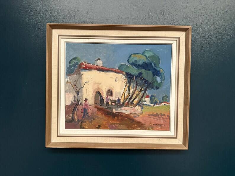 Original Swedish Oil on Canvas – “Mediterranean Scene” by Axel Hamborn – Signed – Vintage & Framed