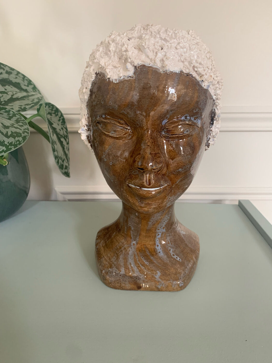 Ceramic face vase