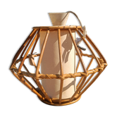 Suspension vintage en rotin et bambou avec abat-jour amovible