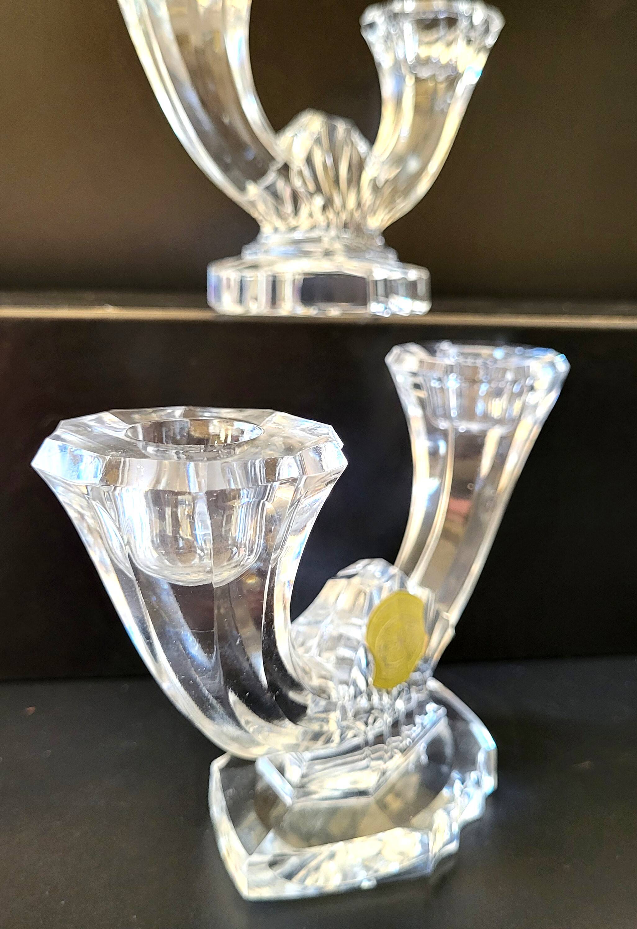 Val Saint Lambert Cristal "Impérial" 2 Bougeoirs Art-déco