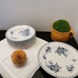 Plat de service céramique de Sarreguemines, modèle Flore bleu
