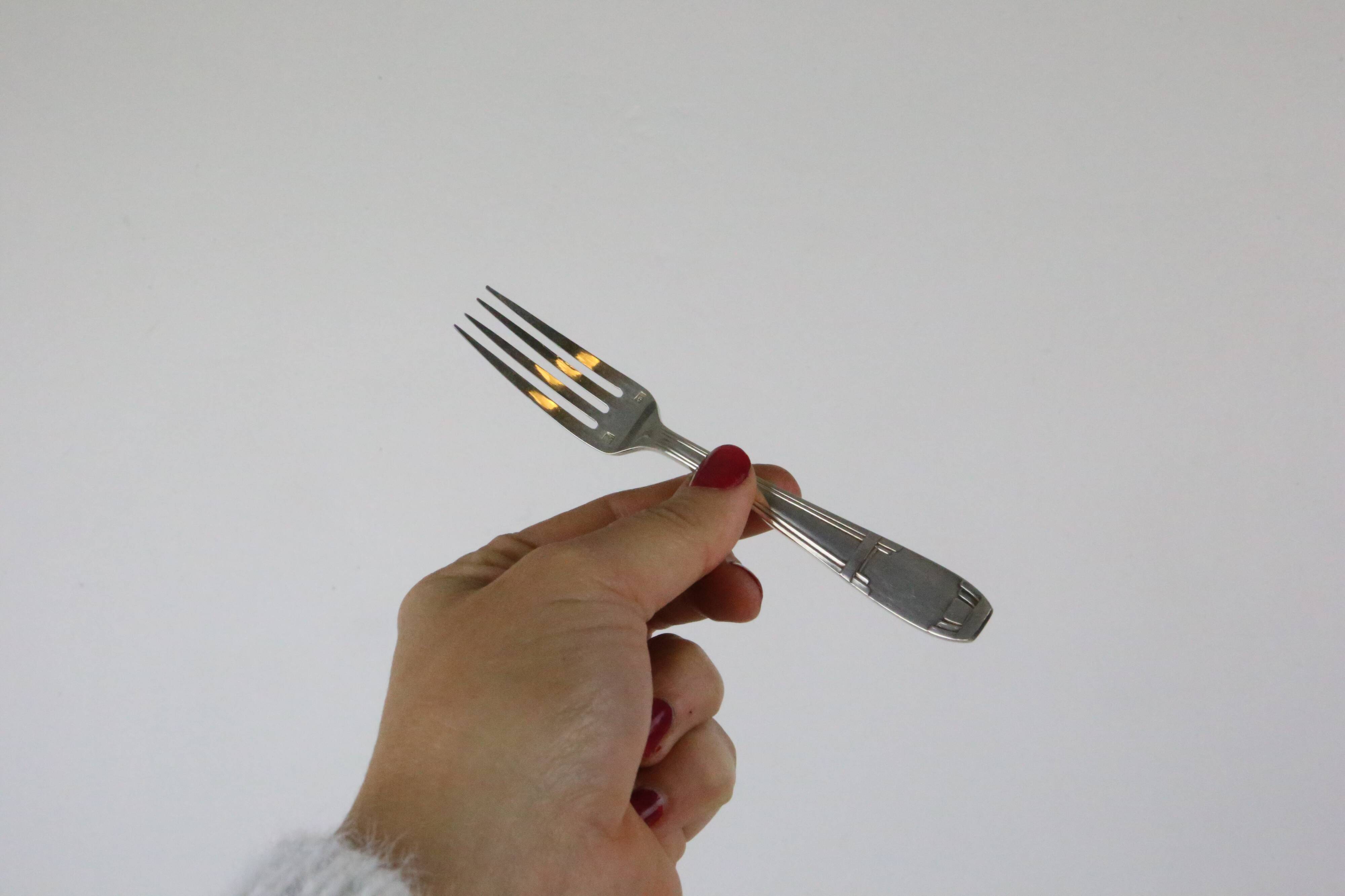 Silver metal cutlery set, vintage