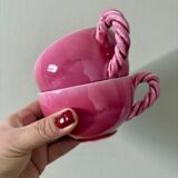 Set of 2 antique pink ceramic mugs