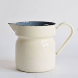 Vintage enameled sheet metal milk jug with lid f