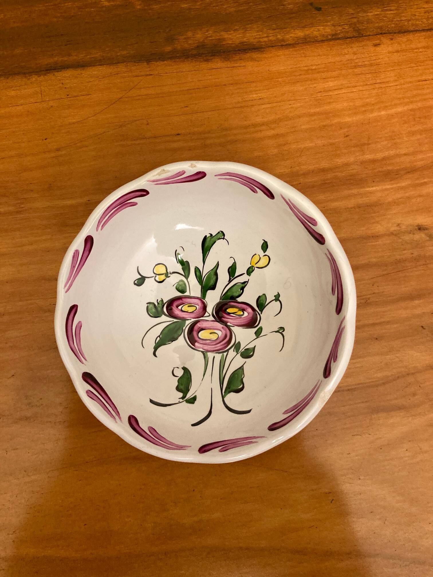 Desvres earthenware bowl, handmade Strasbourg decor