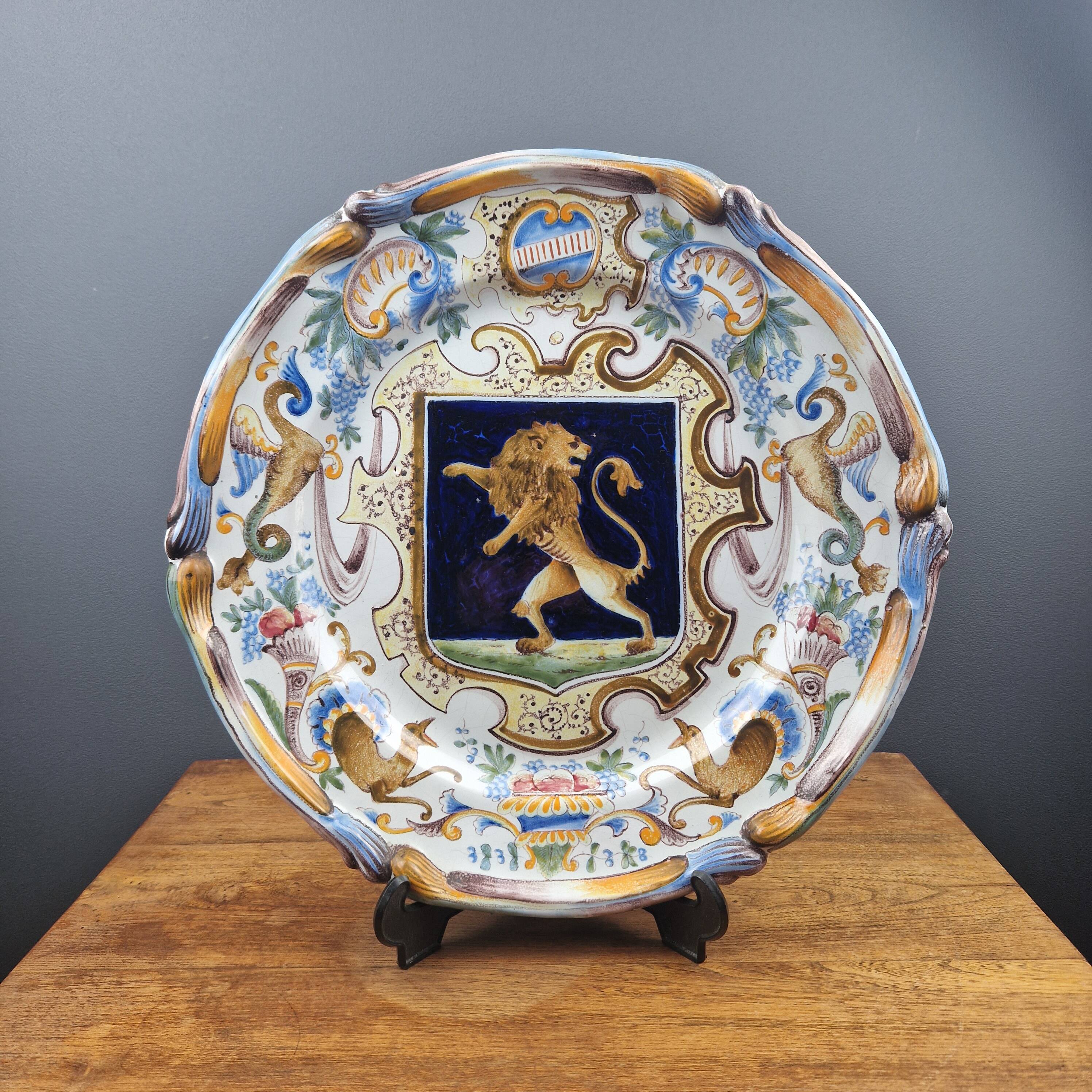 Large plate St Clément old wall decoration lion decor