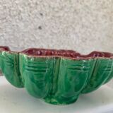 Green and red vintage dabbling enamelled ceramic shell
