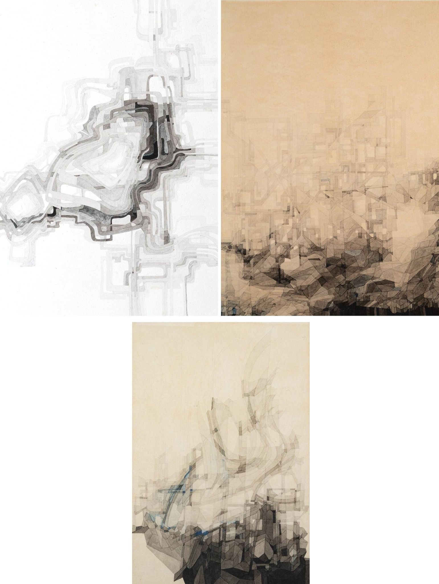 Compositions abstraites - Aquarelles - Lot de 3 - Joan CLARET