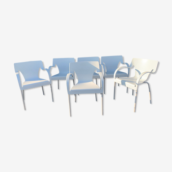 6 fauteuils italiens empilables Sinuosa, design Oscar Tusquets pour Driade Aleph, 1998
