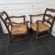 Pair of low beech armchairs