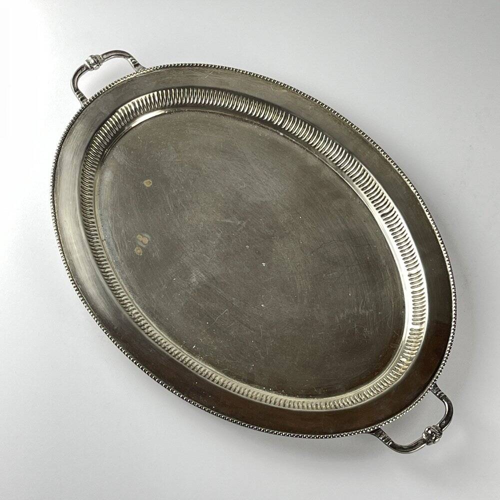 Vintage teapot and tray in solid silver by Royal Sheffield, England, 1950s, Set of 2.