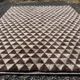 Very large Moroccan Berber rug in cream and burgundy 450x300 cm with a triangular pattern.