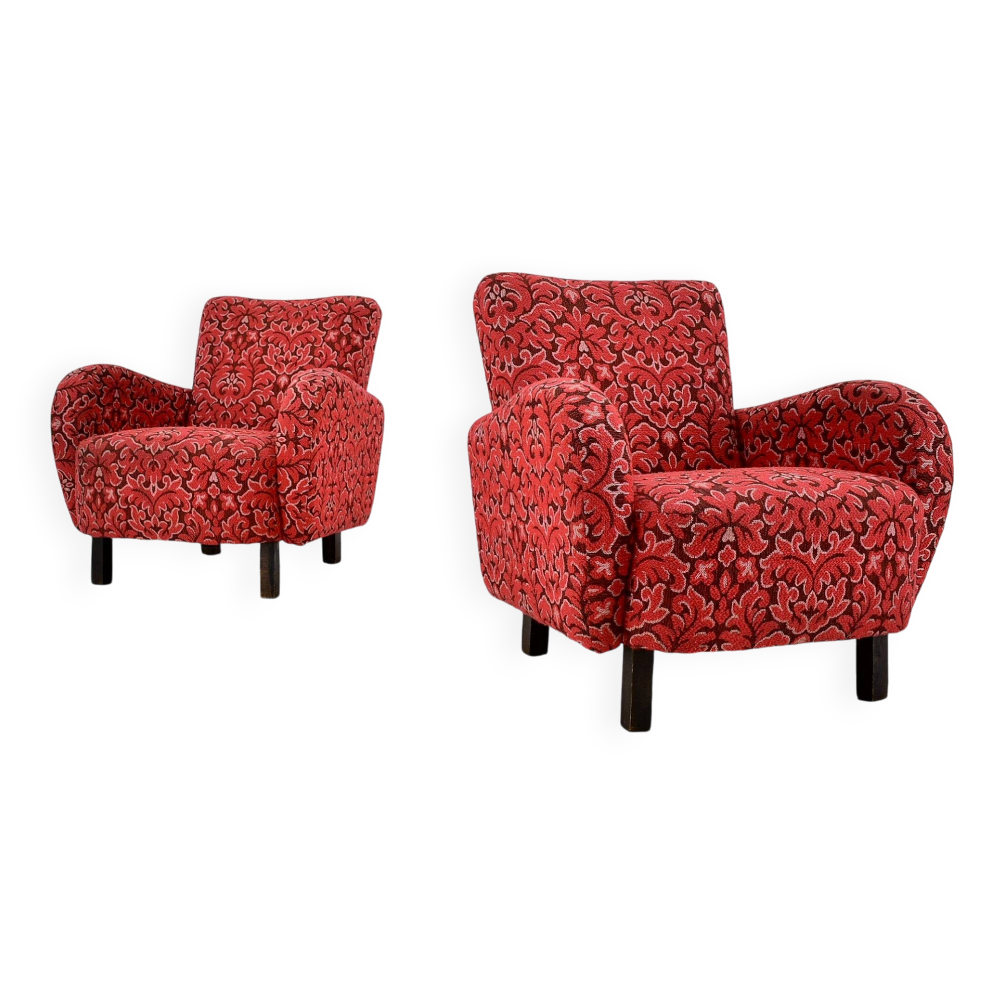Set of two rare art deco armchairs h-283 by jindřich halabala, 1949s