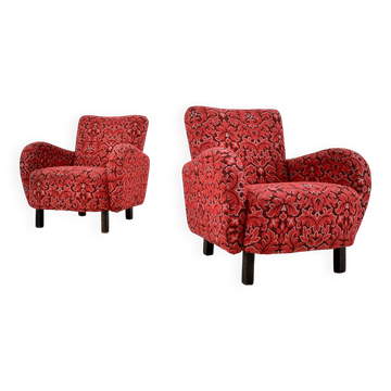 Set of two rare art deco armchairs h-283 by jindřich halabala, 1949s