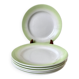 lot de 6 assiettes à dessert vert clair dégradé pastel années 40-50