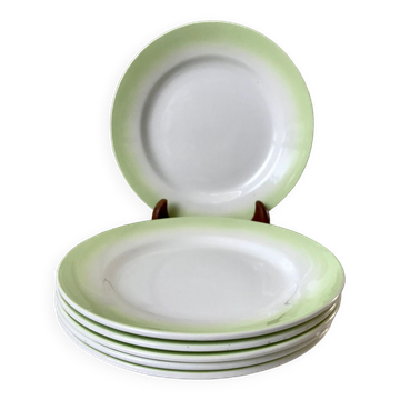 set of 6 pastel gradient light green dessert plates 40s-50s