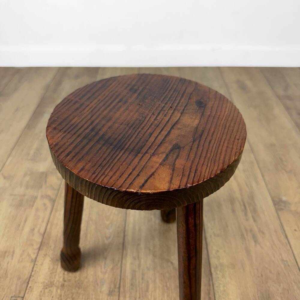 Trio of solid wood brutalist stools