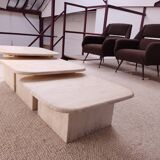 3 travertine trundle tables 1970