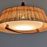 Teak and sisal pendant light from the 50s/60s by Temde Leuchten