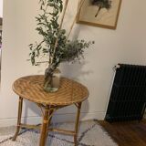 Rattan table for 4 people 70s