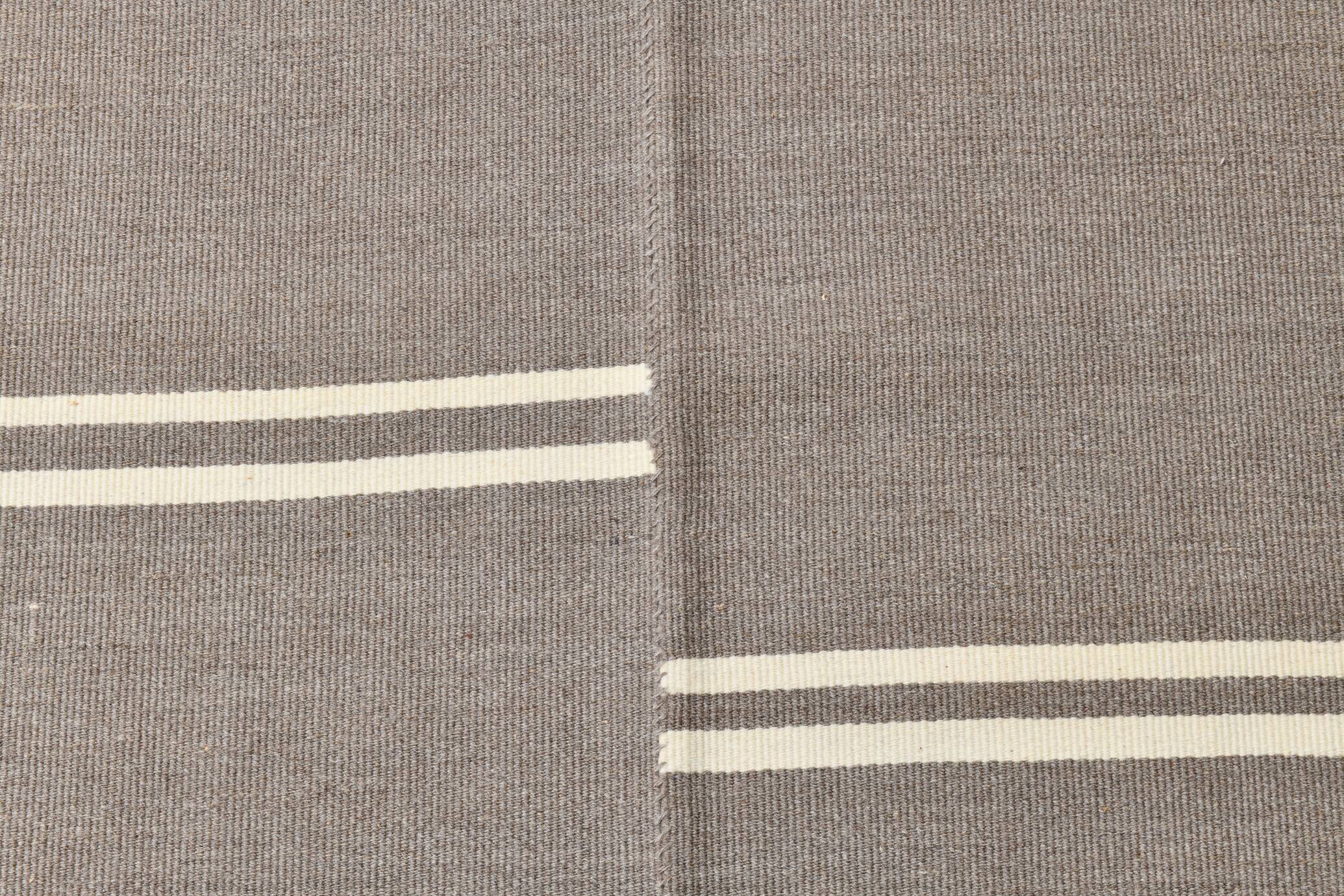 8x10 Gray Beige Vintage Kilim Rug, 235x317Cm