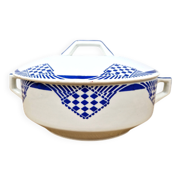 Antique soup tureen Moulin des Loups & Hamage in vintage earthenware