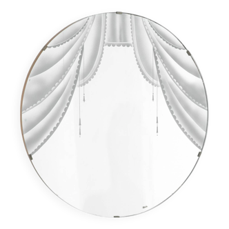 Large Vintage Mirror with silkscreen printing, from the 1950s.
