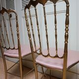 Italian Side Chairs in Golden Brass by Giuseppe Gaetano Descalzi for Chiavari, 1950, Set of 2