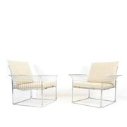2 Retro Vintage Danish Wire Metal Lounge Chair Armchair Mid Century 70s 80s