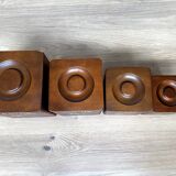 Set of 4 wooden spice jars