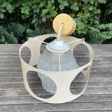 Suspension in bubbled frosted glass with its openwork entourage 70s