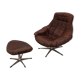 Swivel armchair and stool by h. w. klein for bramin, 1970s, set of 2