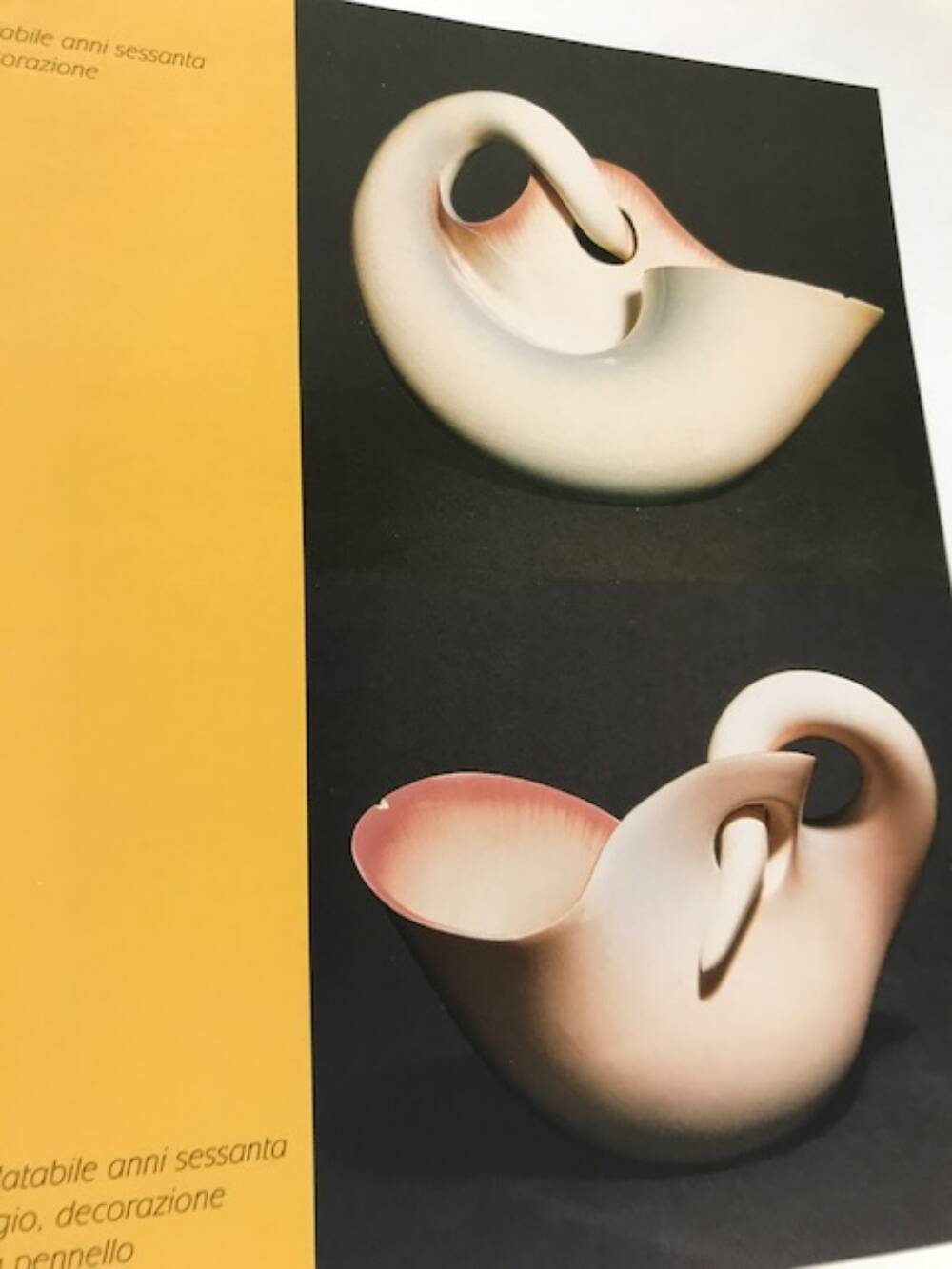 Centre de table en terre cuite laquée rose clair par Vibi, Italie, années 1960