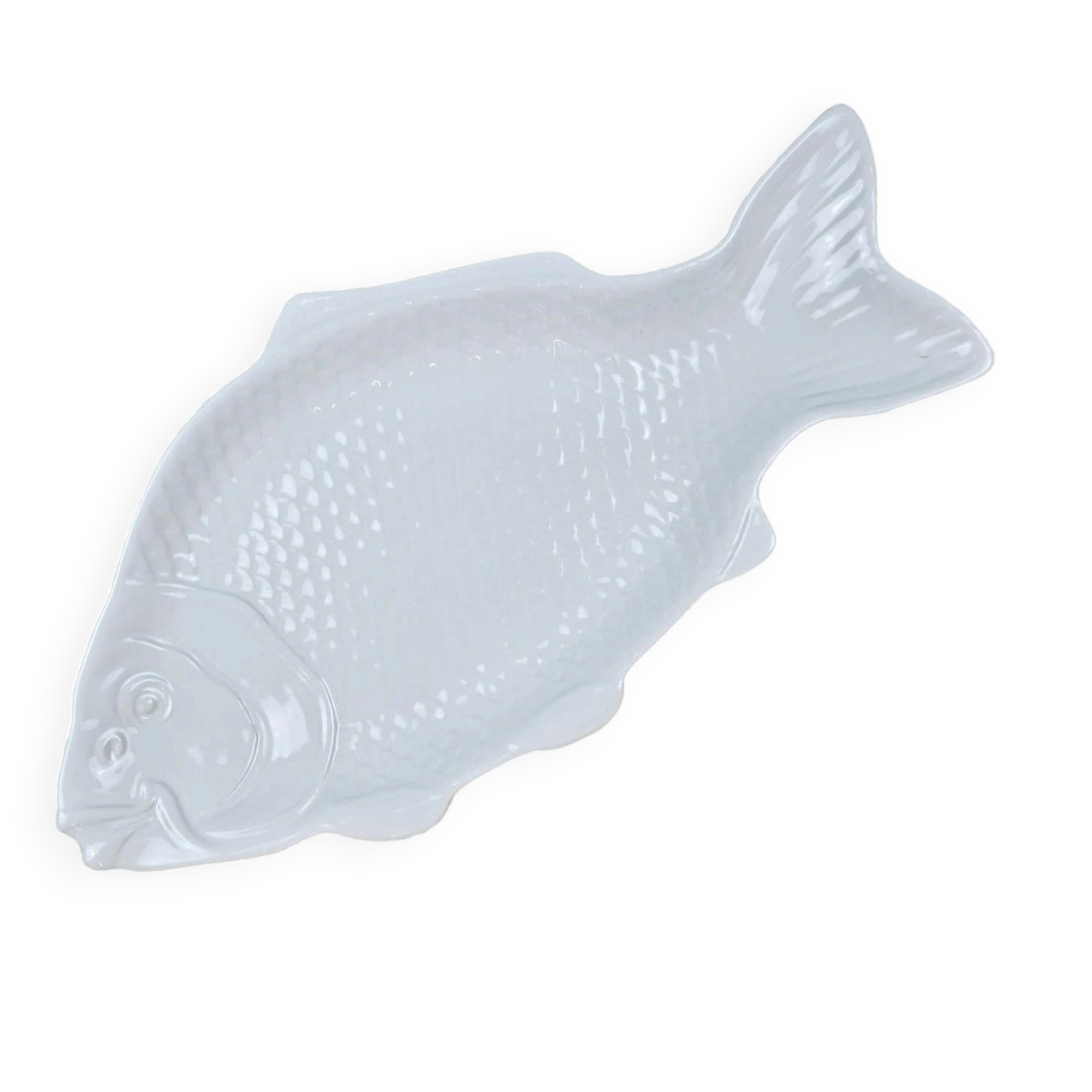 Large fish platter in white porcelain, Limoges style