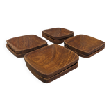 Set of 8 olive wood ramekins circa 1960