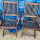 Set of 4 folding chairs/armchairs with armrests in exotic wood