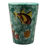 Earthenware vase decorated with fish signed Monaco Cerart