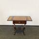 Antique Chesterfield Wing Chair with Stool and English Side Table