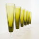 6 Vintage champagne flutes in green glass
