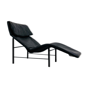 Chaise longue en cuir noir modèle