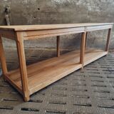 Old work table textile table pine cooking island or side table