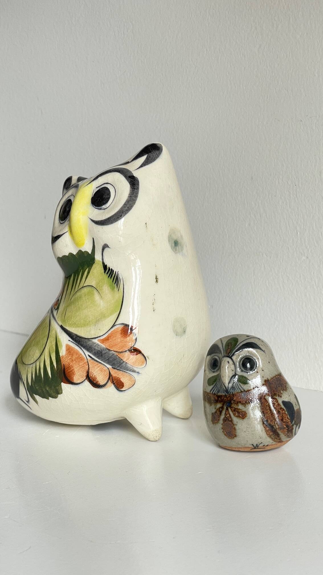 Duo HIBOUX Vintage ARTISANAL Ceramics