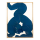 "The Twins". Bas-relief panel in blue lacquered wood. Contemporary.