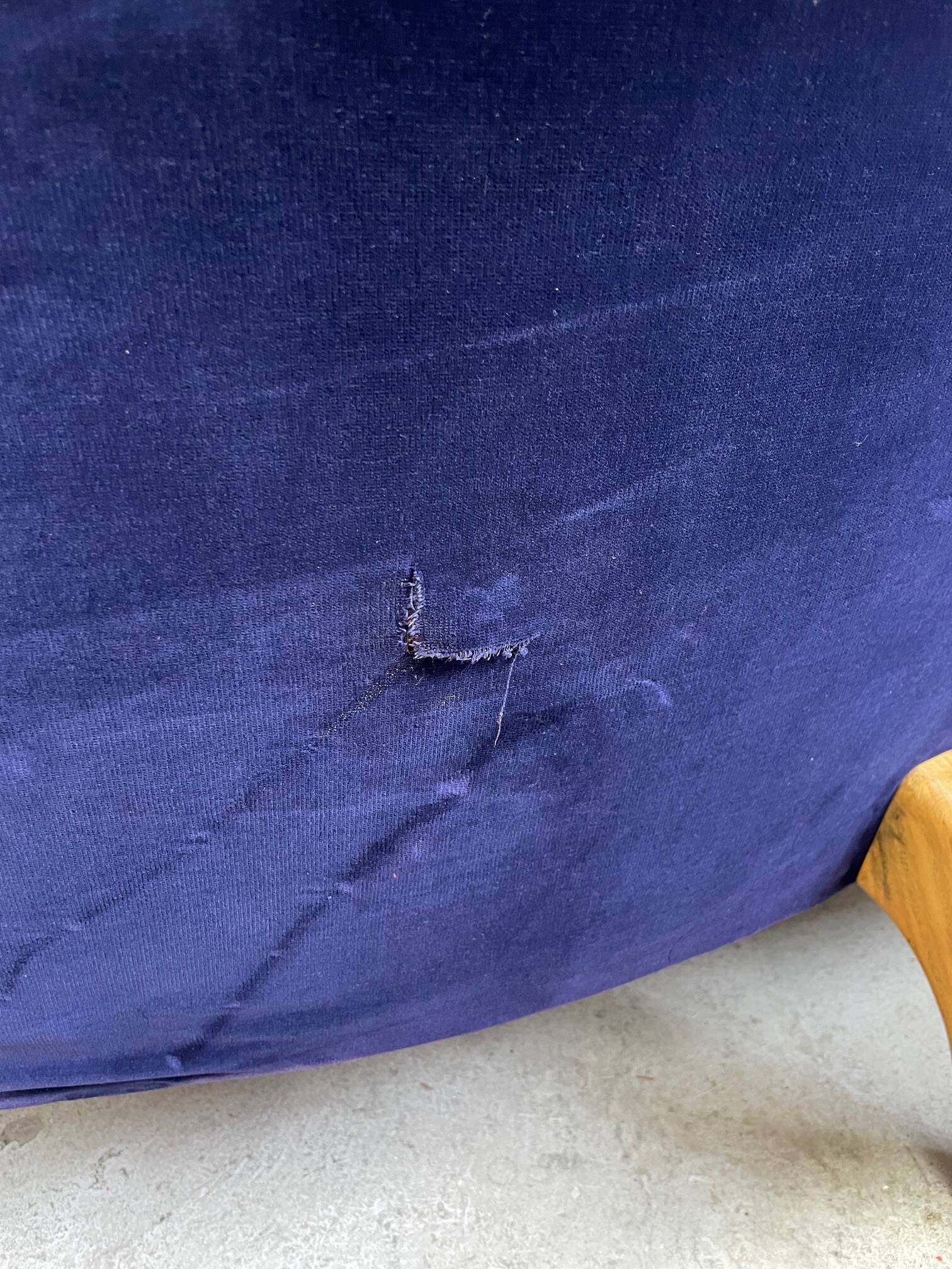 Vintage Organic Form Curved Velvet Sofa, Late 20th Century