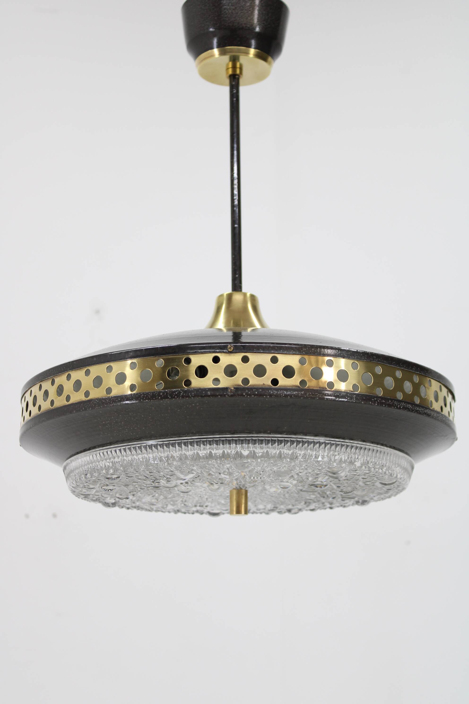 1970s black space age metal pendant by ludib bratislava, czechoslovakia