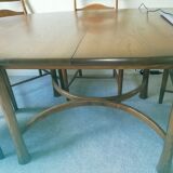 Ercol saville extendable dining table with 6 penn chairs in golden dawn