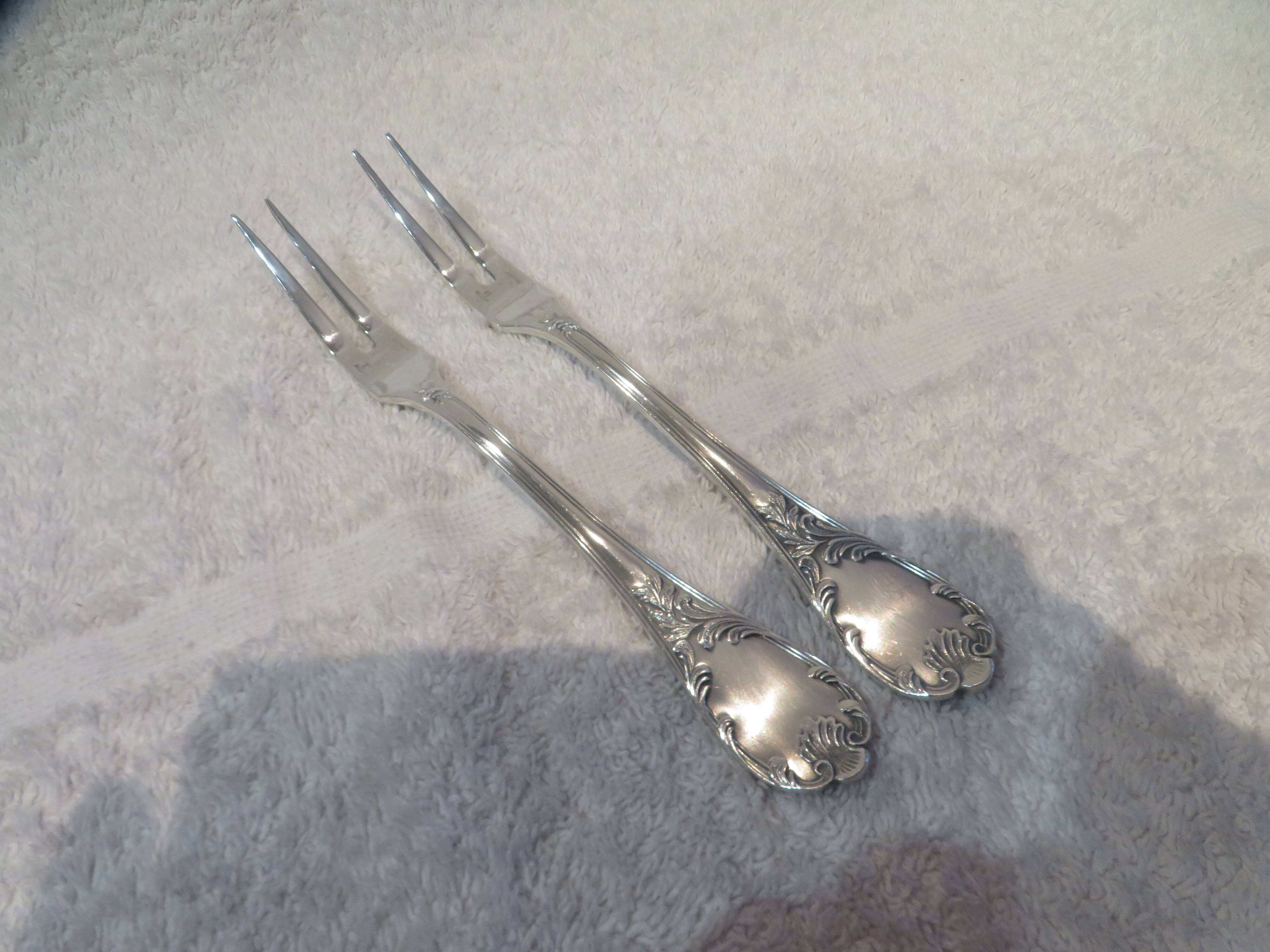 2 cold meat forks silver plated metal goldsmith Christofle Marly